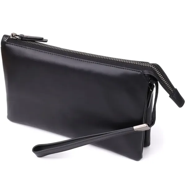 Стильний чоловічий клатч із натуральної шкіри Vintage 23035 Чорний