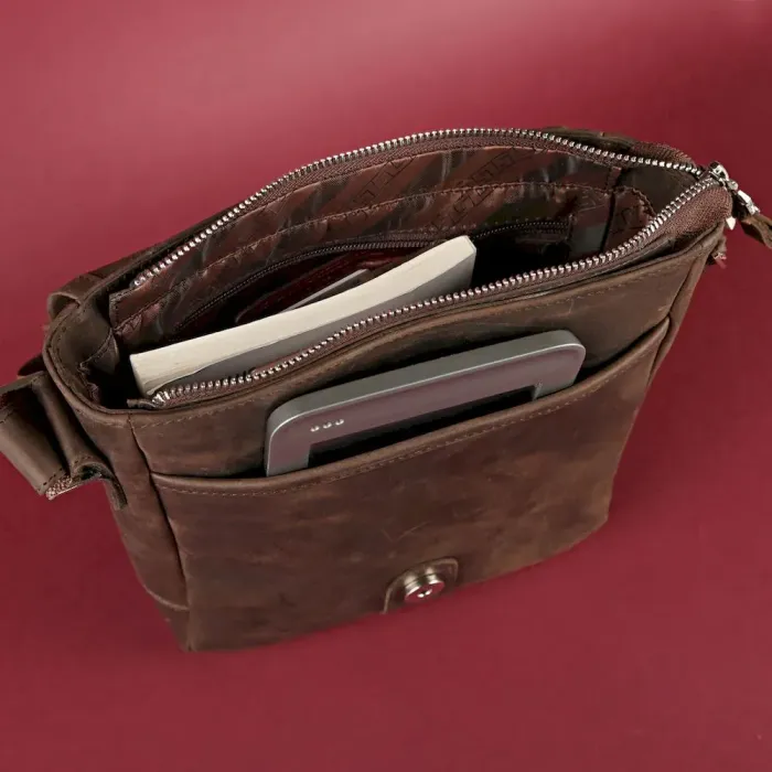 Сумка SHVIGEL 00890 із вінтажної шкіри Коричнева