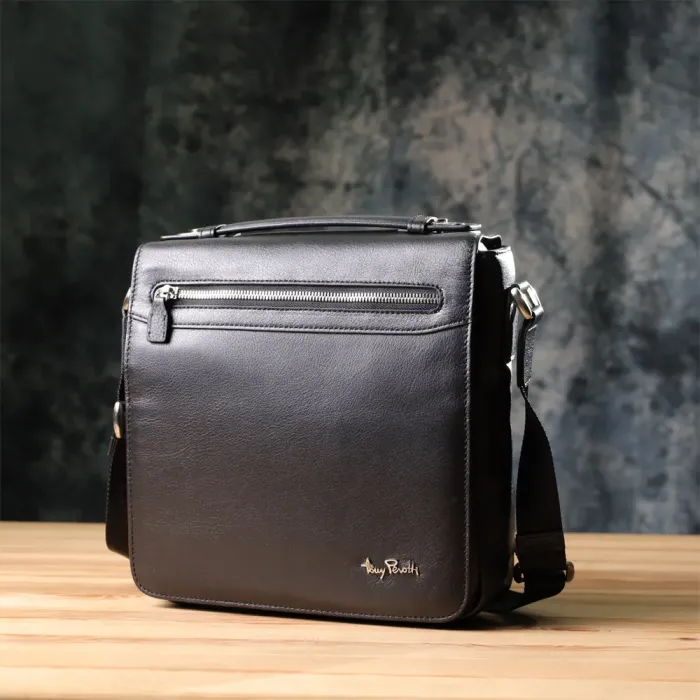 Чоловіча сумка через плече з м'якої натуральної шкіри Tony Perotti 20845_1 (9207-24 nero) Чорний