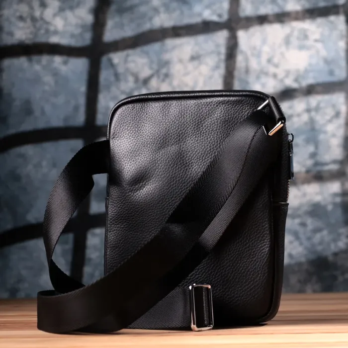 Цікава плечова сумка для чоловіків з натуральної шкіри Vintage 15100 Чорний