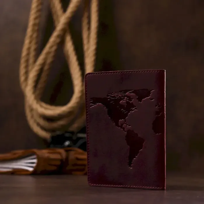 Замечательная кожаная обложка на паспорт Shvigel 16551 Бордовый