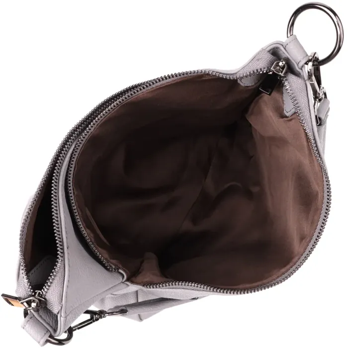 Зручна жіноча сумка з двома ремінцями із натуральної шкіри Vintage 23054 Сірий