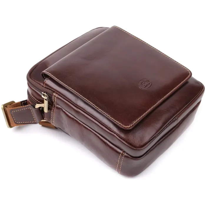 Чоловіча сумка з кишенями з гладкої натуральної шкіри Tony Perotti 20856_1 (9148-17 moro) Коричневий