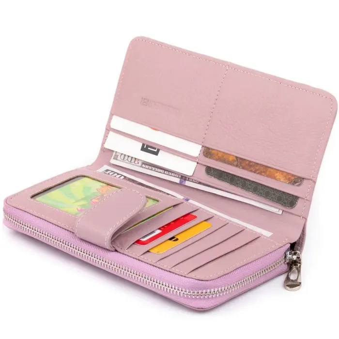 Вертикальний місткий гаманець зі шкіри ST Leather 19302 Ліловий