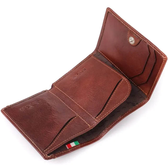 Компактний гаманець для чоловіків з натуральної глянсової шкіри Tony Perotti 20900_1 (3810 moro) Коричневий
