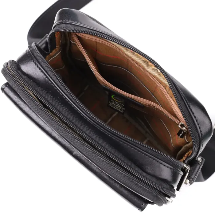 Відмінна чоловіча сумка з кишенями з гладкої натуральної шкіри Tony Perotti 20857_1 (9148-17 nero) Чорний