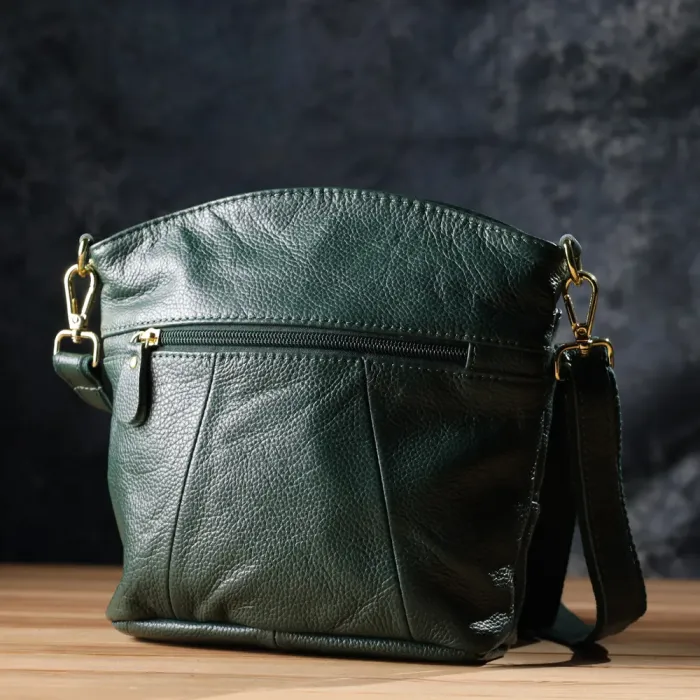 Компактна жіноча сумка з натуральної шкіри 15120 Vintage Зелений