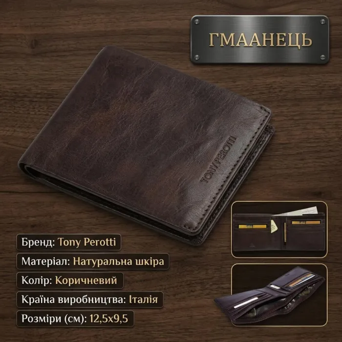 Горизонтальне портмоне Tony Perotti Varsavia 537 caffe (90084) Коричневе