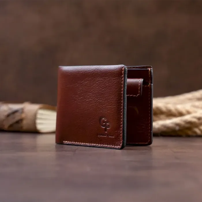 Горизонтальное портмоне в гладкой коже на магнитах GRANDE PELLE 11308 Коричневое