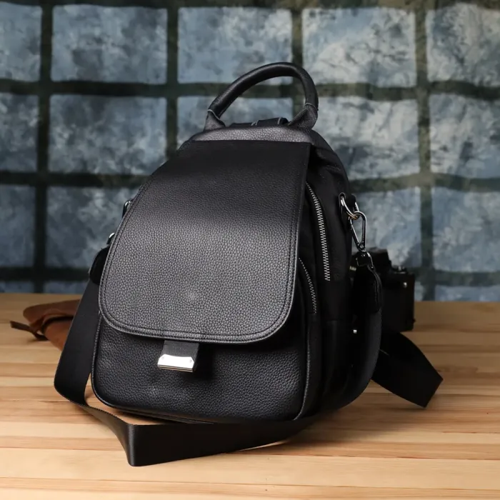 Стильний жіночий рюкзак з натуральної шкіри Vintage 23056 Чорний