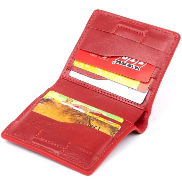 Вертикальне глянсове портмоне з накладною монетницею GRANDE PELLE 11331 Червоне