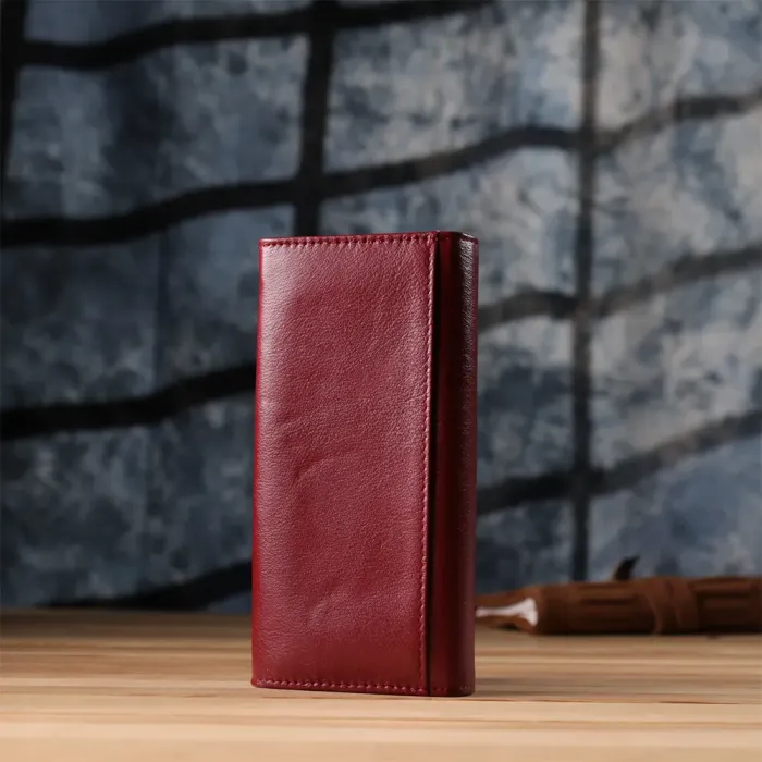 Елегантний гаманець у два складення з натуральної шкіри ST Leather 23065 Бордовий