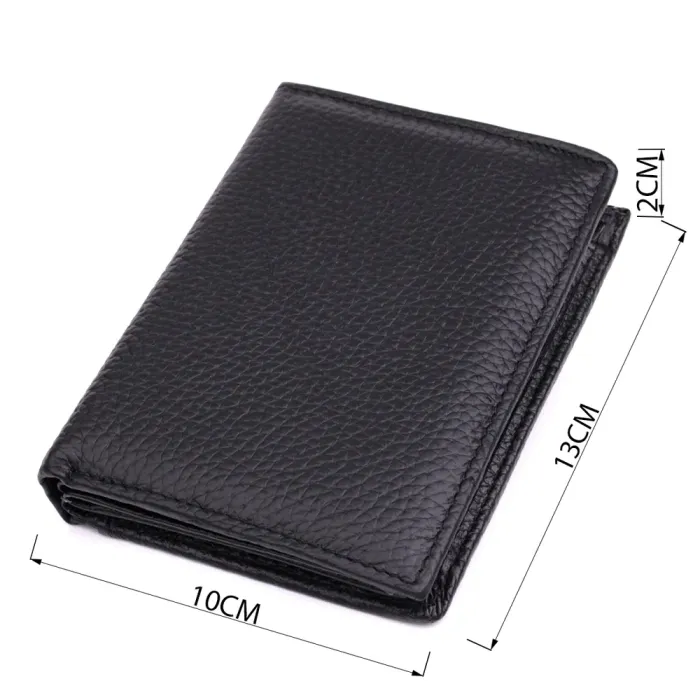 Зручний чоловічий шкіряний гаманець у два складання Vintage 15093 Чорний