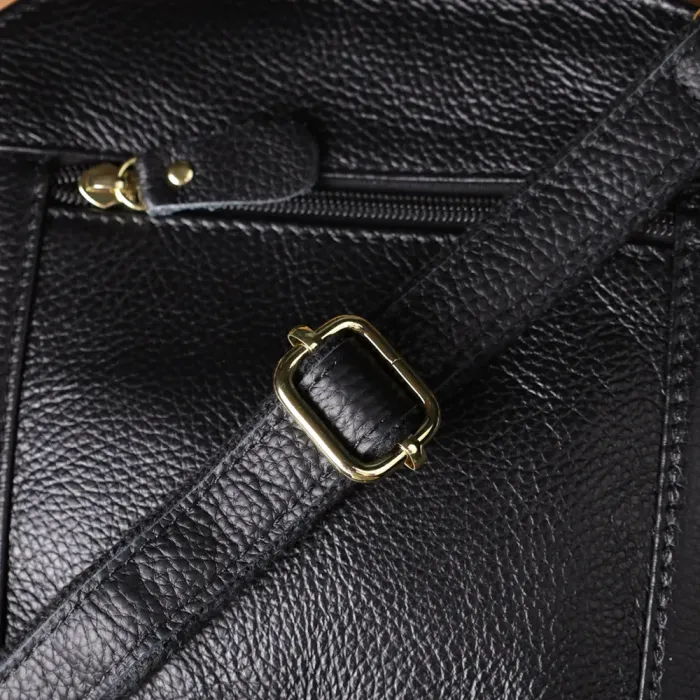 Класична шкіряна сумка для жінок з трьома відділеннями Vintage 22978 Чорний