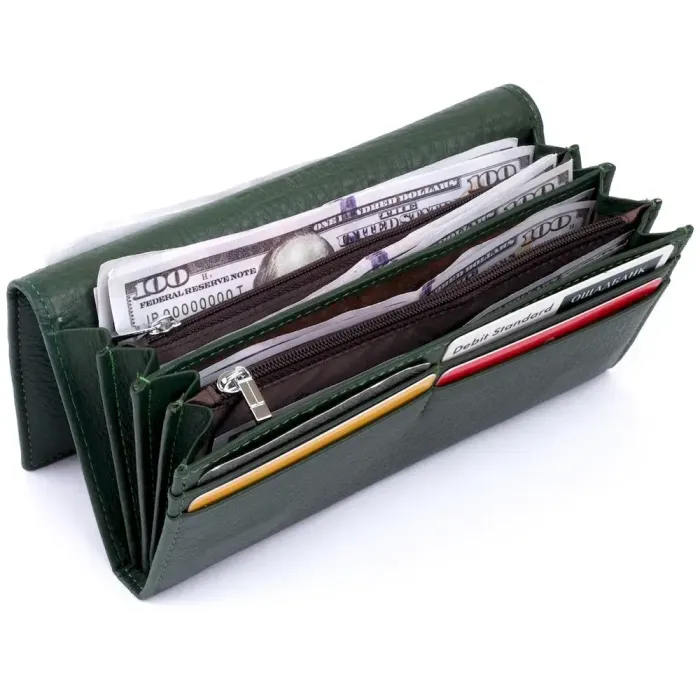 Гаманець на магнітах із клапаном жіночий ST Leather 19240 Зелений