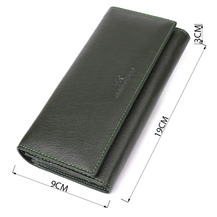Стильний гаманець у два складення з натуральної шкіри ST Leather 23066 Зелений