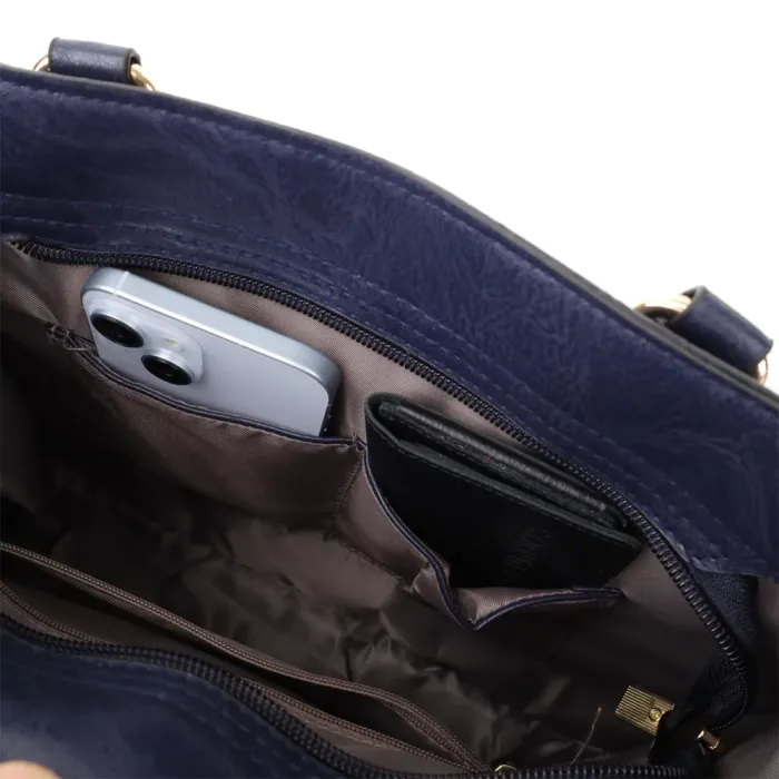 Ділова жіноча сумка з екошкіри Vintage 15132 Синій