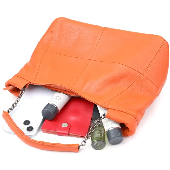 Яскрава сумка для жінок з натуральної шкіри Vintage 22990 Помаранчевий