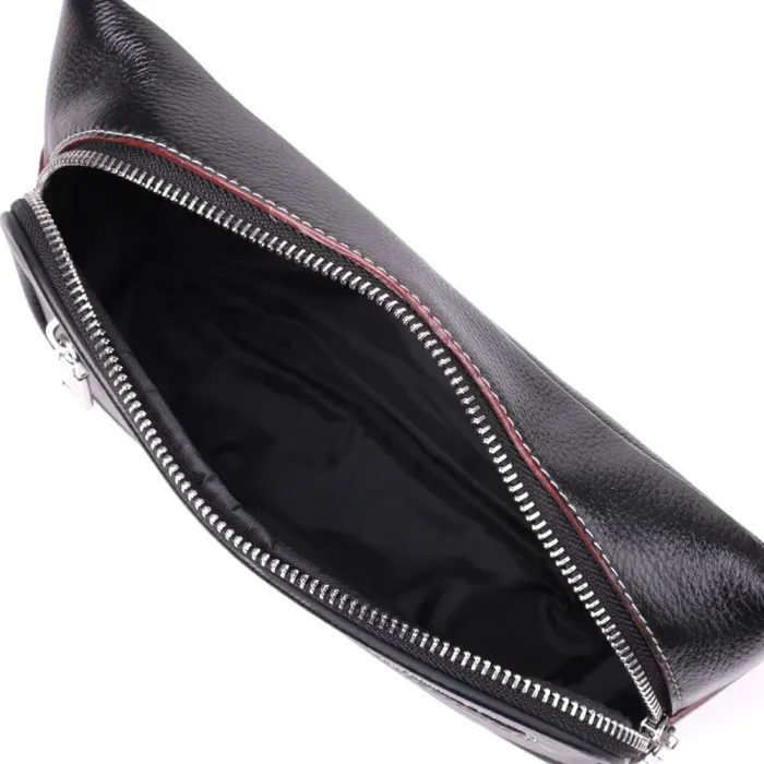 Стильна чоловіча бананки з м'якої натуральної шкіри Vintage 15116 Чорний