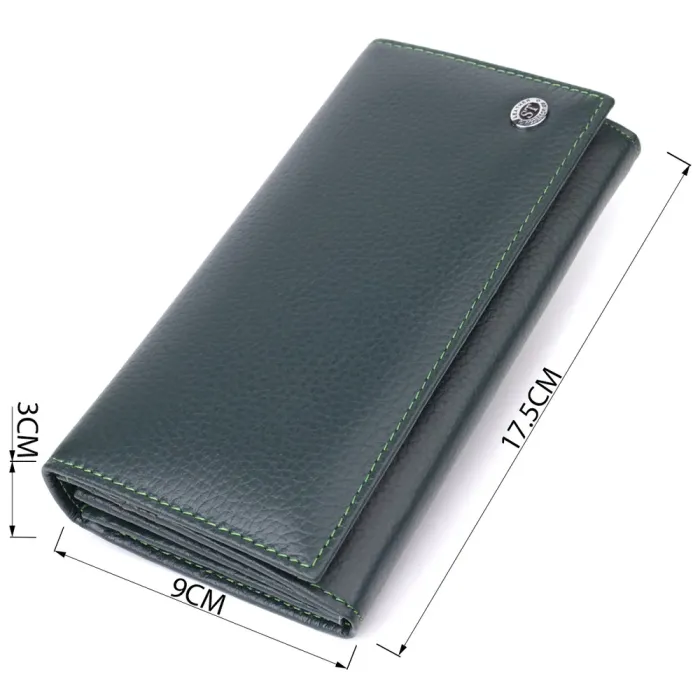 Зручний вертикальний гаманець із натуральної шкіри ST Leather 23086 Зелений