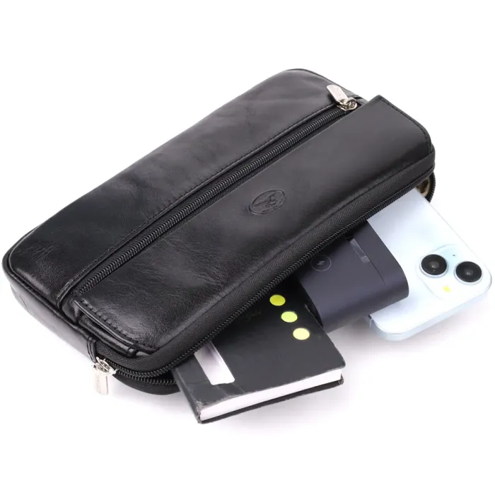 Місткий чоловічий клатч з гладкої натуральної шкіри Tony Perotti 20858_1 (9405 nero) Чорний