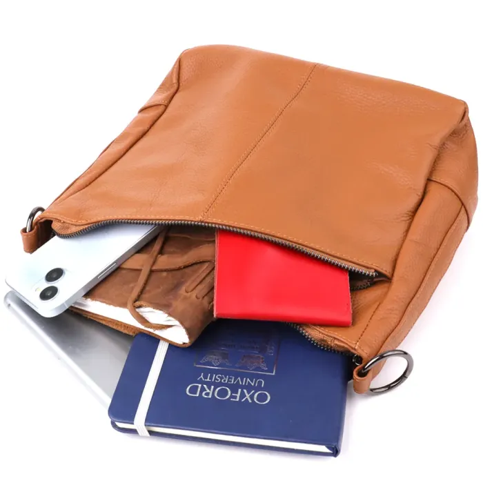 Жіноча сумка на два відділення з натуральної шкіри Vintage 23012 Коричневий