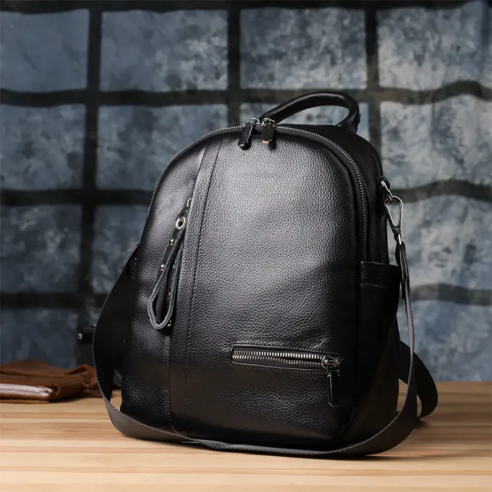 Красивий жіночий рюкзак з натуральної шкіри Vintage 23055 Чорний