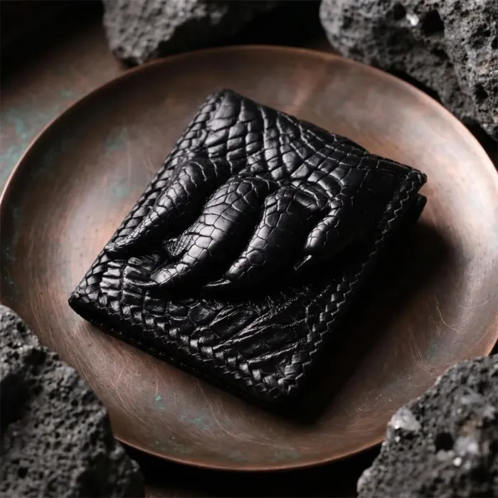 Портмоне CROCODILE LEATHER 18004 з натуральної шкіри крокодила Чорне