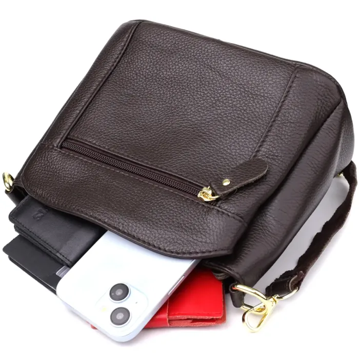 Жіноча сумка з натуральної шкіри зі зручною внутрішньою організацією Vintage 22979 Коричневий