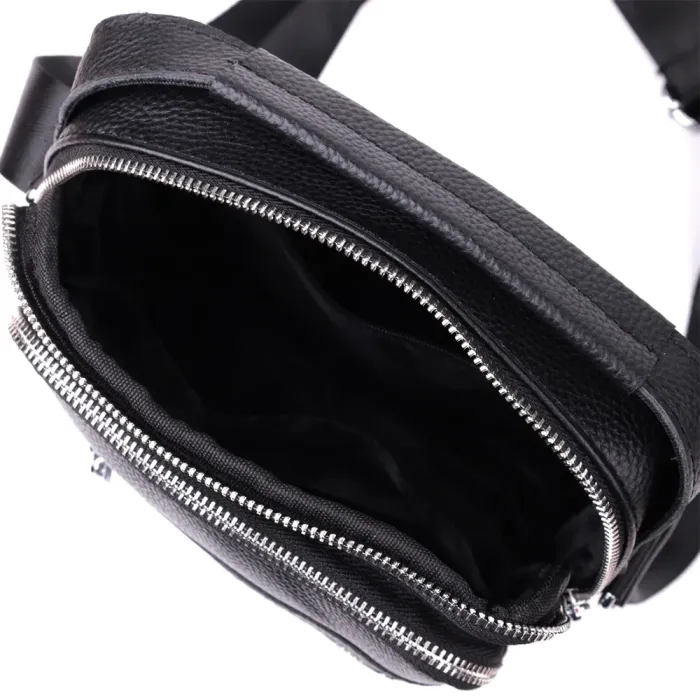 Стильна вертикальна сумка для чоловіків із натуральної шкіри Vintage 15113 Чорний