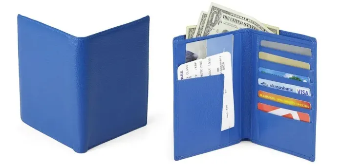 Гаманець SHVIGEL 00922 шкіряний із відділеннями для паспортів Блакитний
