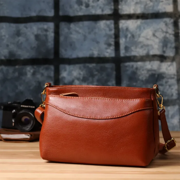 Жіноча сумка з натуральної шкіри з формостійким дном Vintage 22983 Коричневий