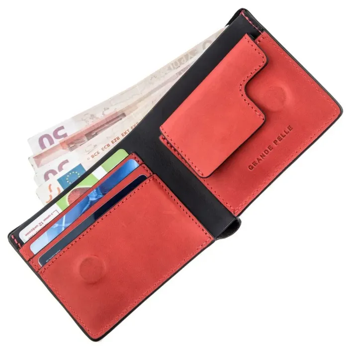 Оригінальна портмоне комбі унісекс на магніті GRANDE PELLE 11207 Чорне