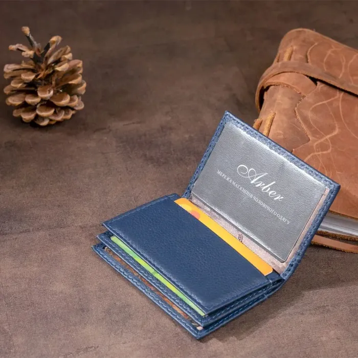 Визитница-книжка ST Leather 19217 Темно-синяя