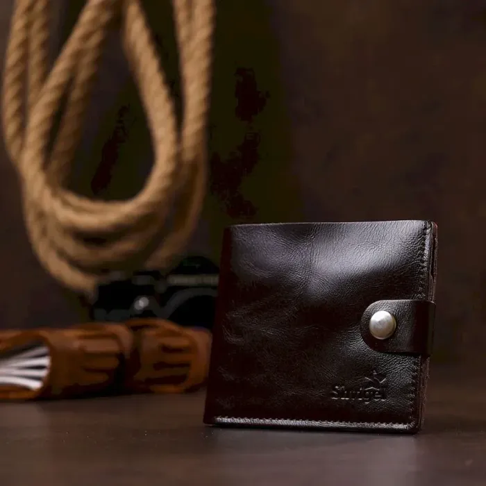 Шкіряне чоловіче портмоне Shvigel 16443 Коричневий