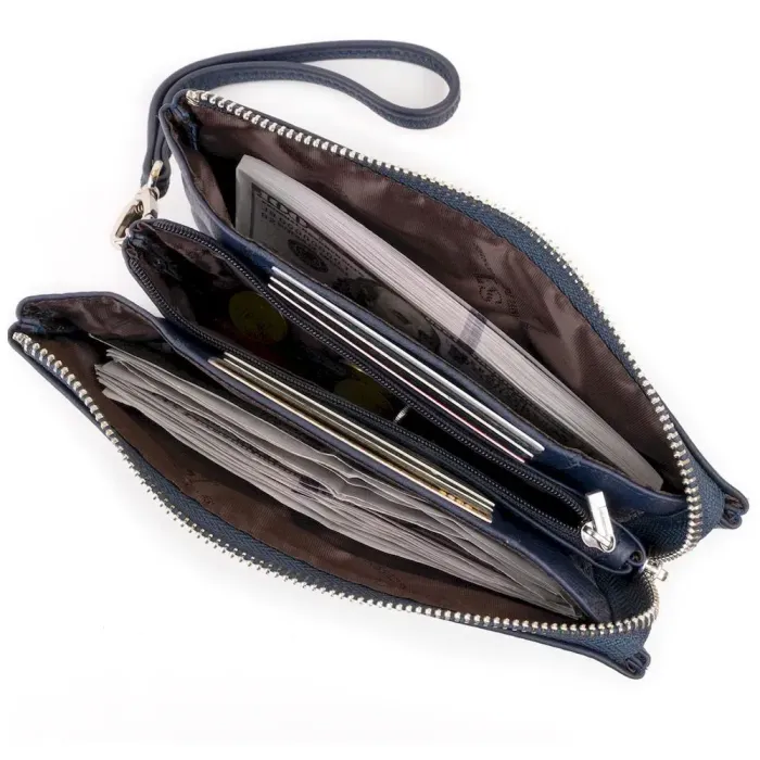Місткий клатч на два відділення жіночий ST Leather 19248 Синій