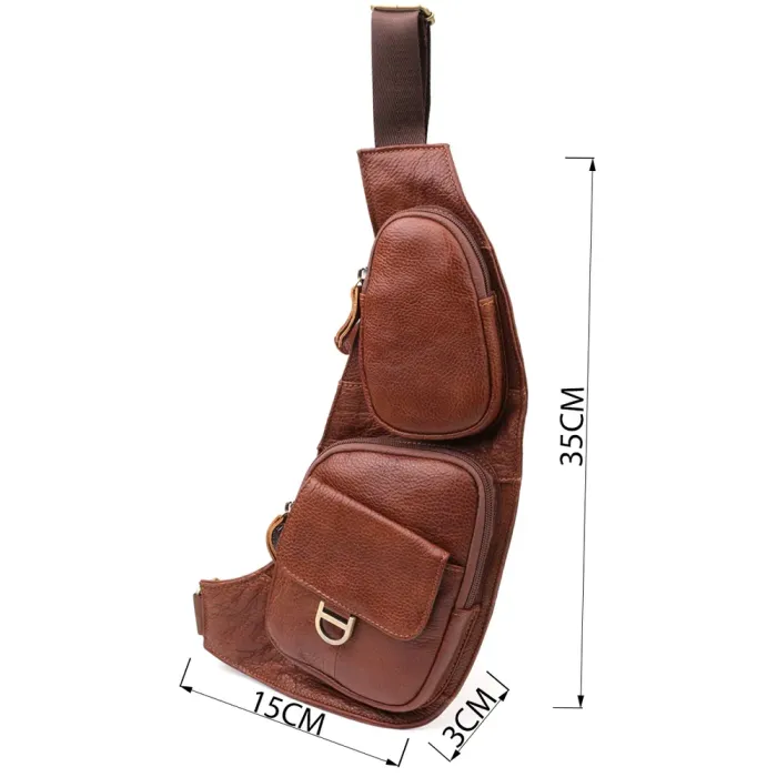 Практична чоловіча сумка через плече із зернистої натуральної шкіри Vintage 22966 Коричневий