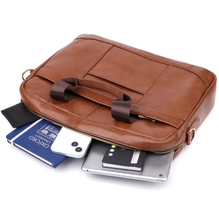 Чоловічий діловий портфель з натуральної шкіри Vintage 23038 Коричневий