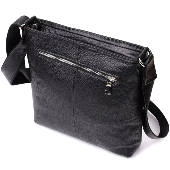 Красива сумка через плече для чоловіків із натуральної шкіри GRANDE PELLE 22883 Чорна