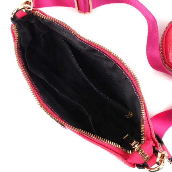 Жіночий зручний подвійний клатч із екошкіри Vintage 15136 Рожевий