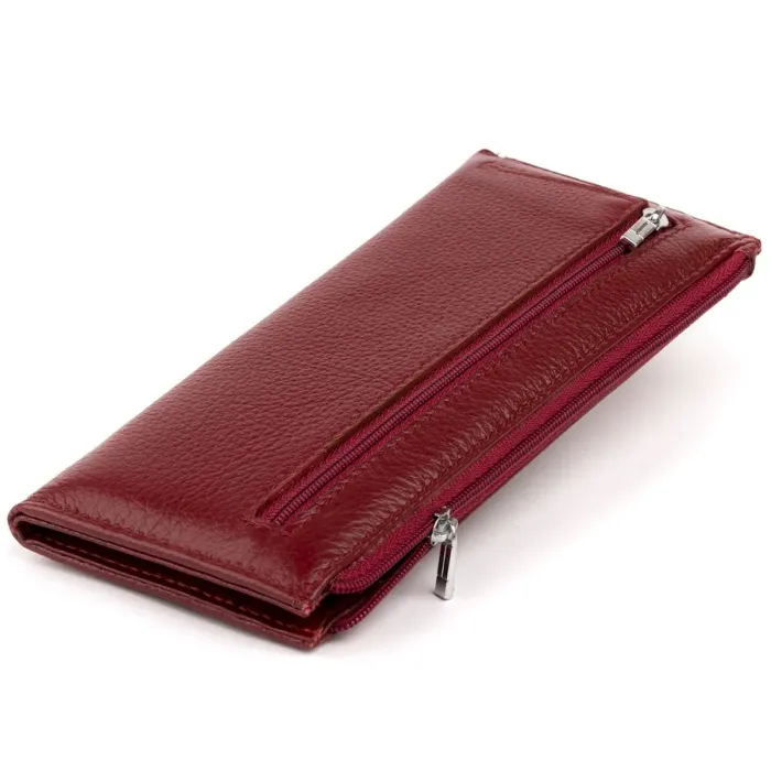 Горизонтальний тонкий гаманець зі шкіри ST Leather 19326 Бордовий