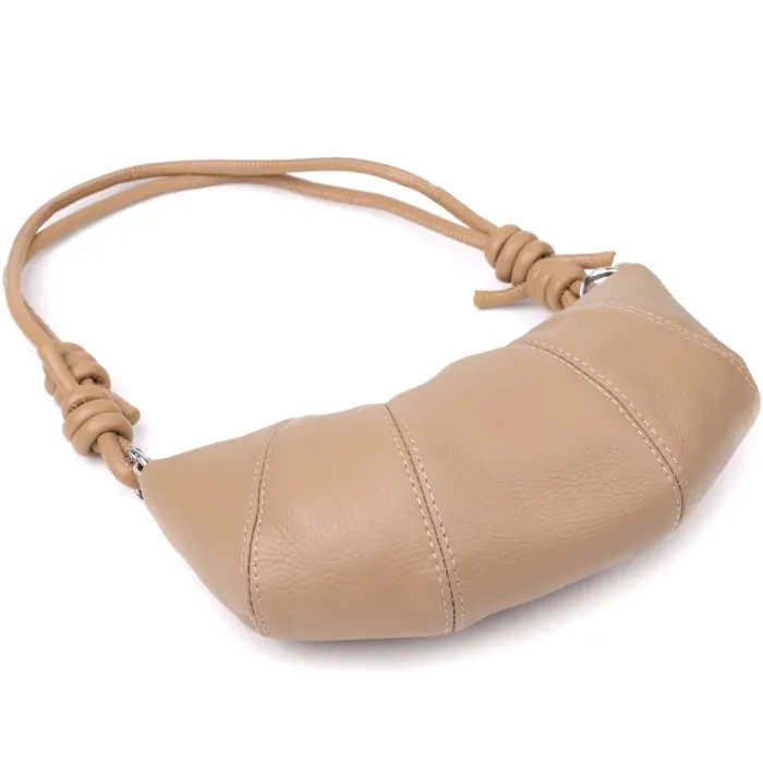 Стильна жіноча напівкругла сумка з натуральної шкіри Vintage 22933 Бежевий