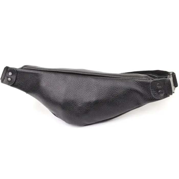 Зручна сумка бананка для чоловіків із зернистої натуральної шкіри Shvigel 23136 Чорний