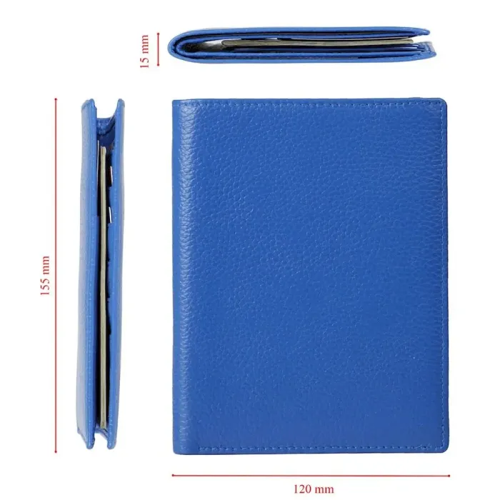 Гаманець SHVIGEL 00922 шкіряний із відділеннями для паспортів Блакитний