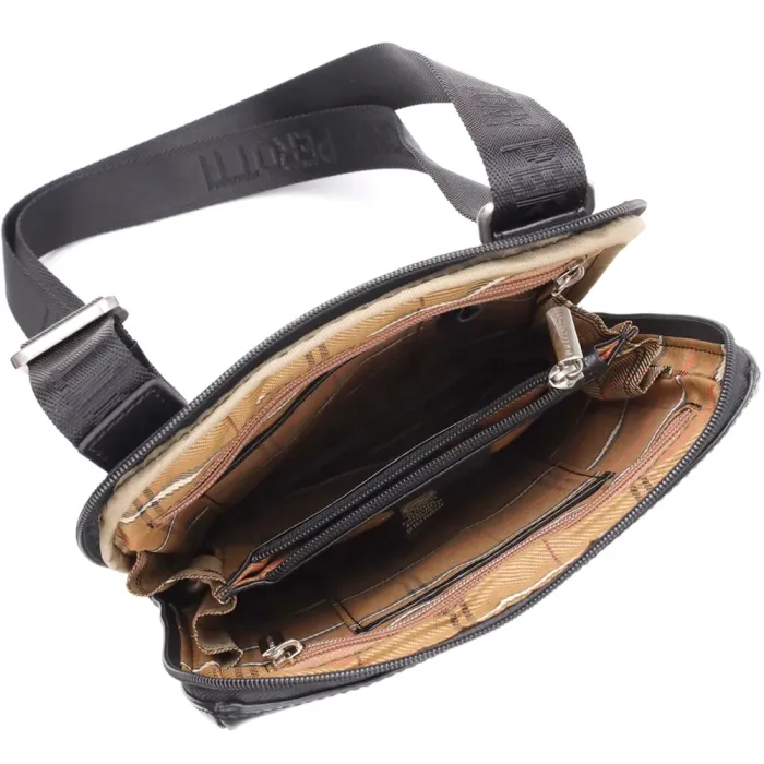 Цікава чоловіча сумка через плече з гладкої натуральної шкіри Tony Perotti 20855_1 (9137-20 nero) Чорний