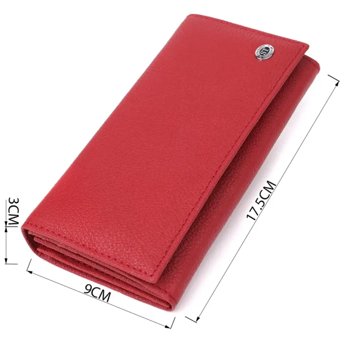 Яскравий вертикальний гаманець із натуральної шкіри ST Leather 23087 Червоний