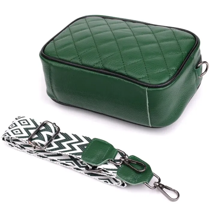 Стьобана жіноча сумка з натуральної шкіри 22857 Vintage Зелений