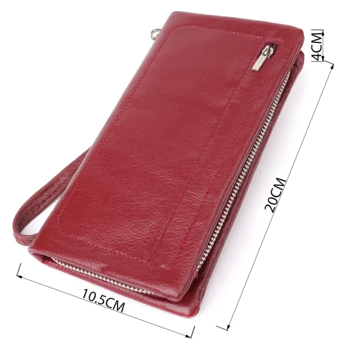 Шкіряний жіночий гаманець-клатч із відділенням під телефон ST Leather 23102 Бордовий