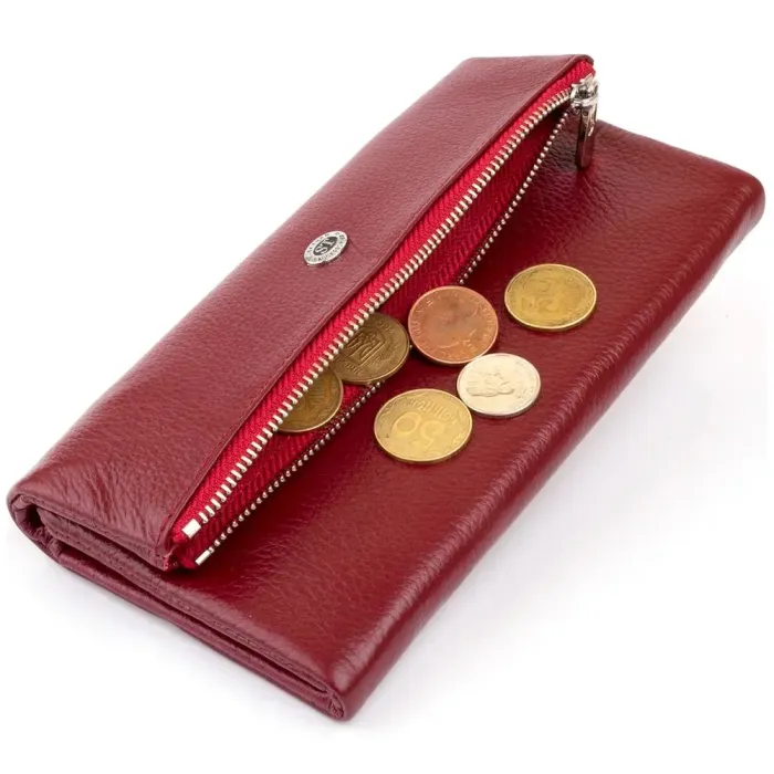 Клатч конверт з кишенею для мобільного шкіряний ST Leather 19273 Бордовий