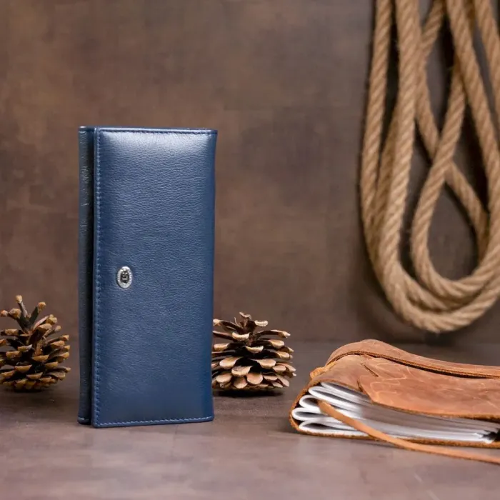 Гаманець на магнітах із клапаном жіночий ST Leather 19241 Темно-синій